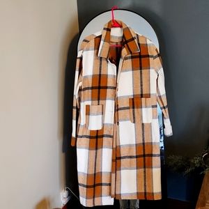 Long plaid coat, plaid coat, plaid duster, plaid pea coat , long shacket,shacket